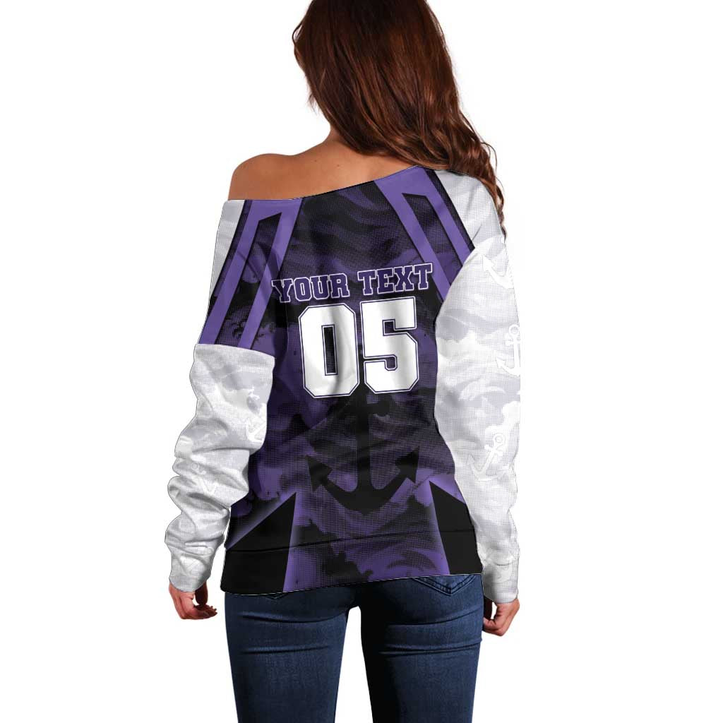 Custom Fremantle Football Off Shoulder Sweater Dockers Anchor Sporty Style