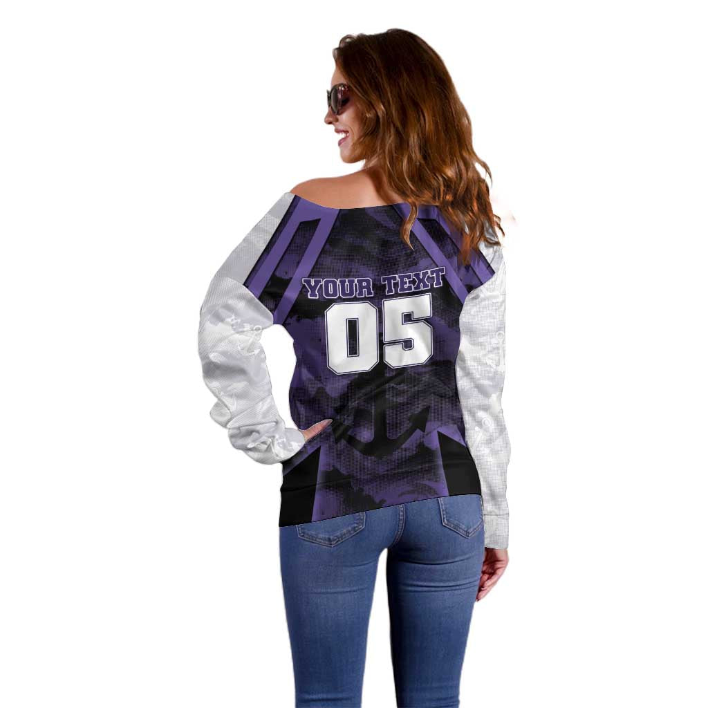 Custom Fremantle Football Off Shoulder Sweater Dockers Anchor Sporty Style