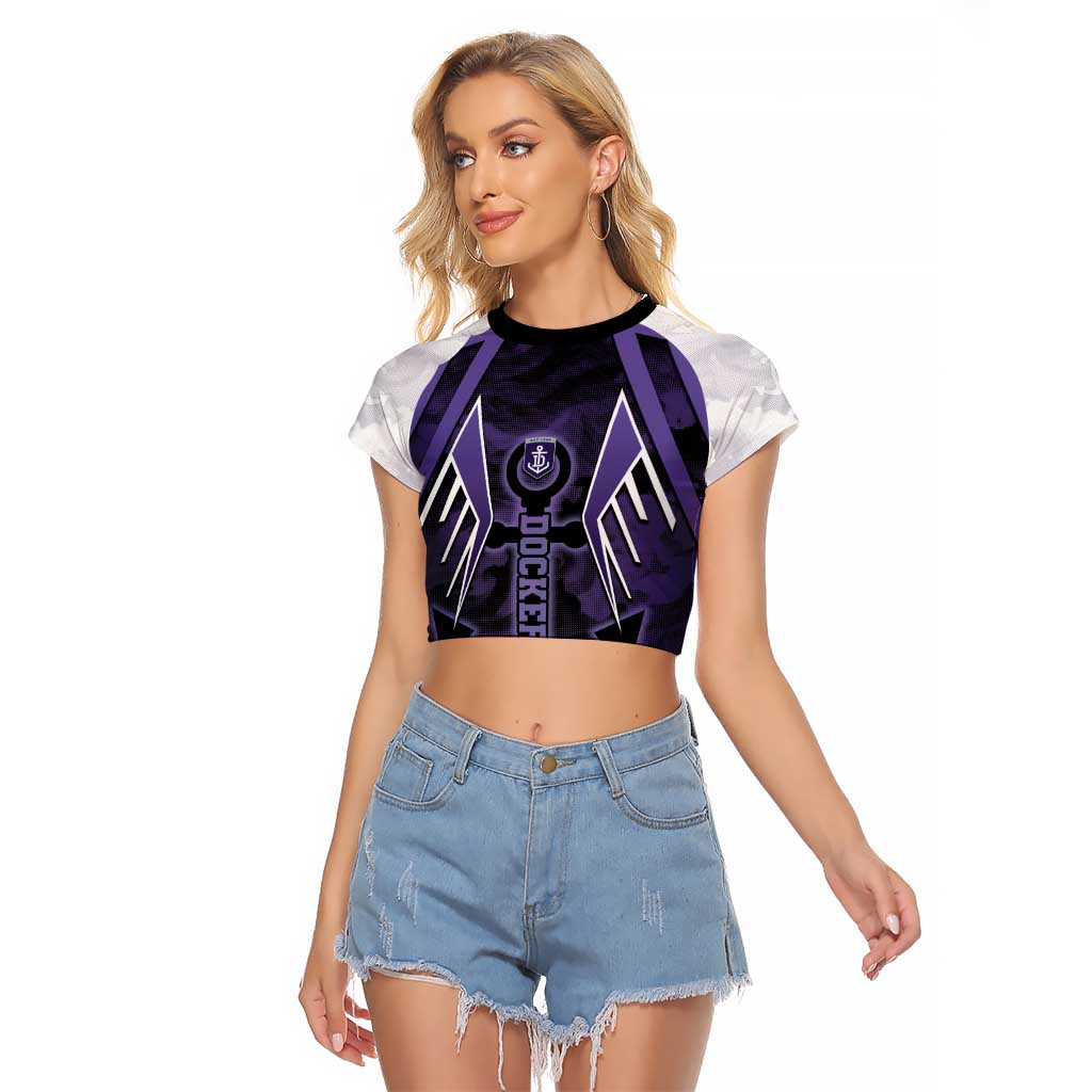 Custom Fremantle Football Raglan Cropped T Shirt Dockers Anchor Sporty Style