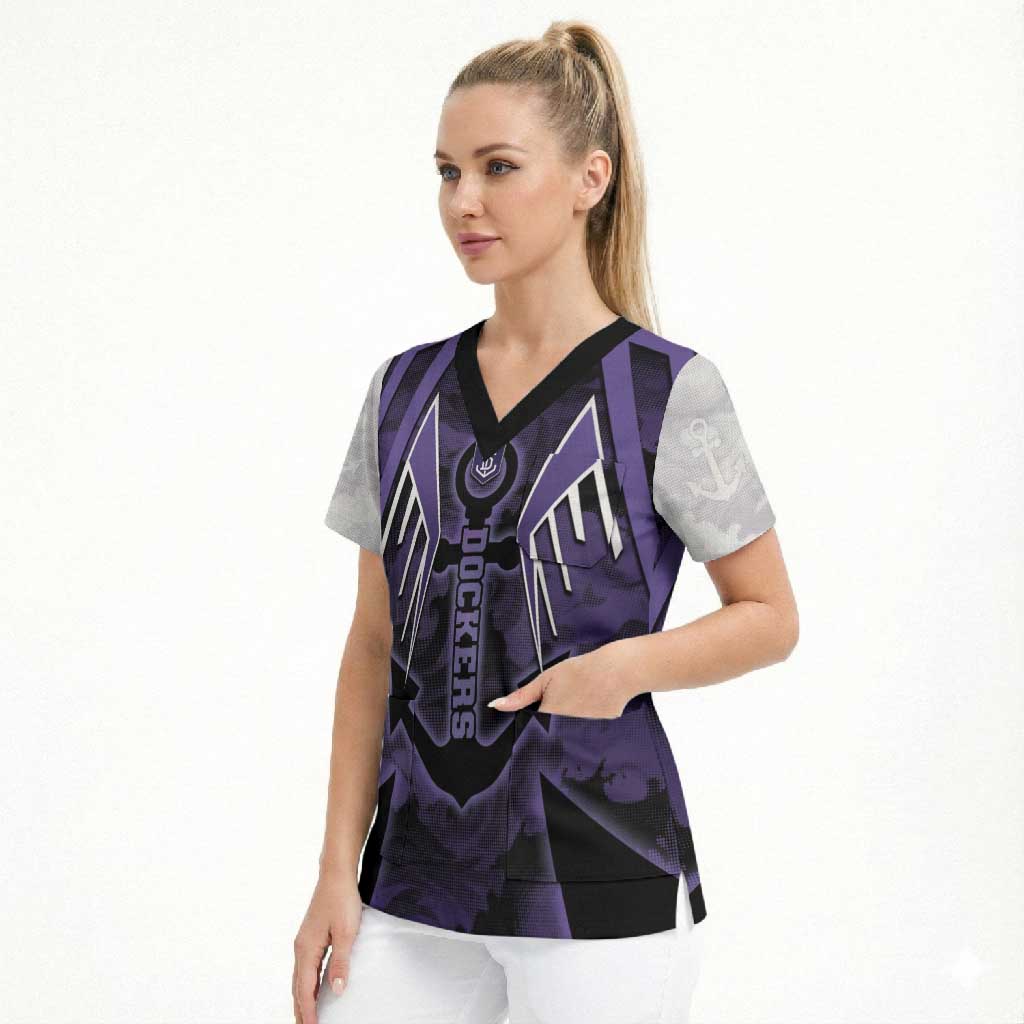 Custom Fremantle Football Scrub Top Dockers Anchor Sporty Style