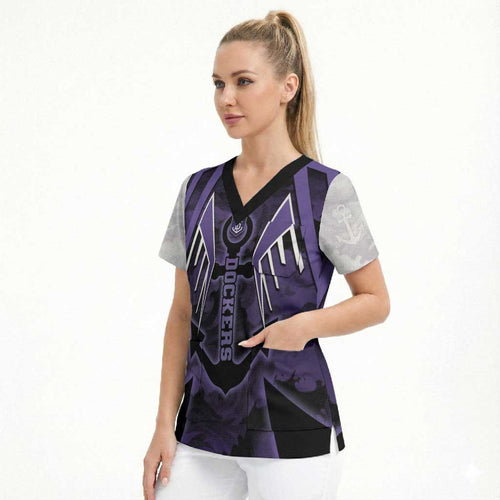 Custom Fremantle Football Scrub Top Dockers Anchor Sporty Style