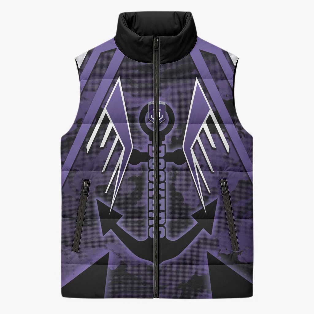 Custom Fremantle Football Sleeveless Puffer Jacket Dockers Anchor Sporty Style