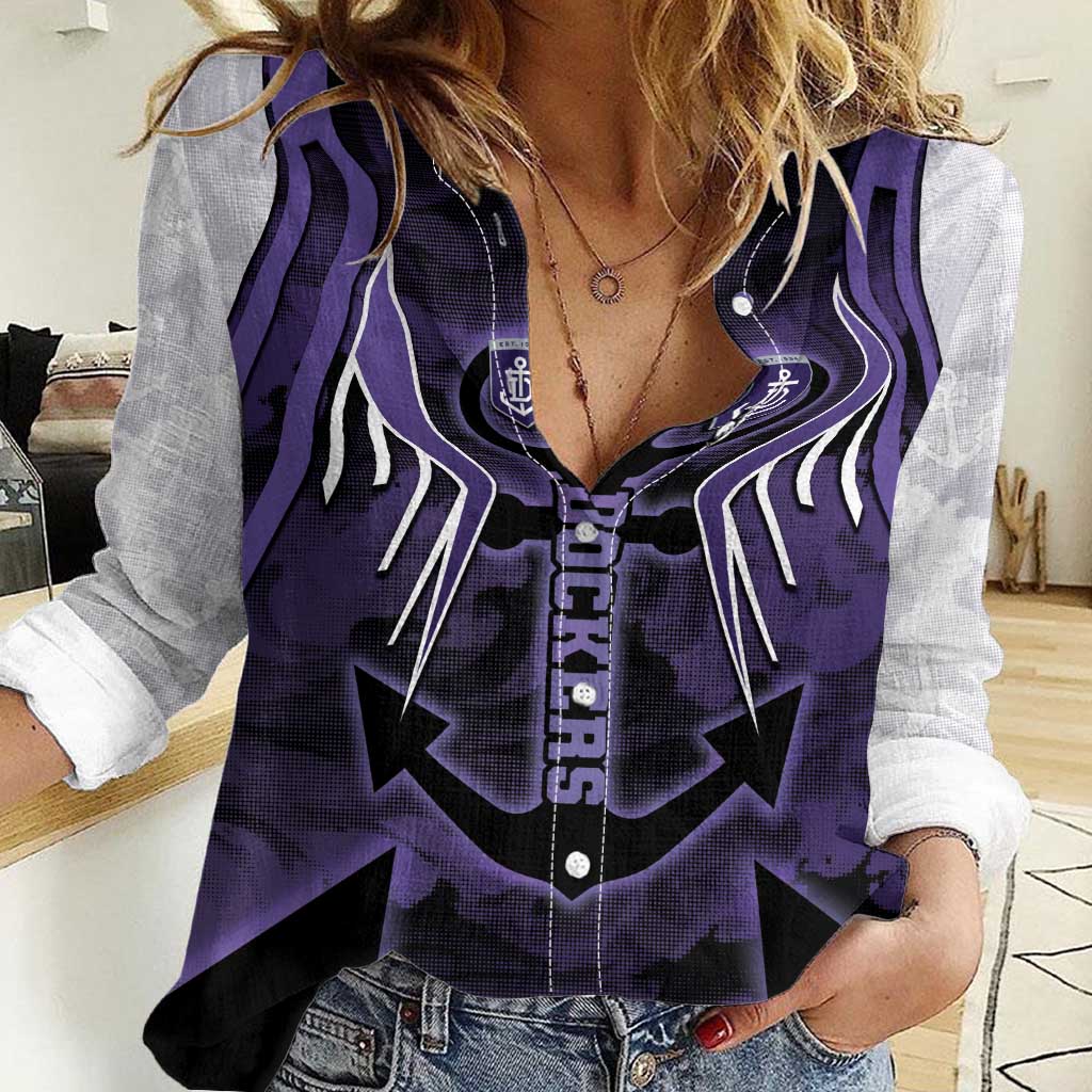 Custom Fremantle Football Women Casual Shirt Dockers Anchor Sporty Style