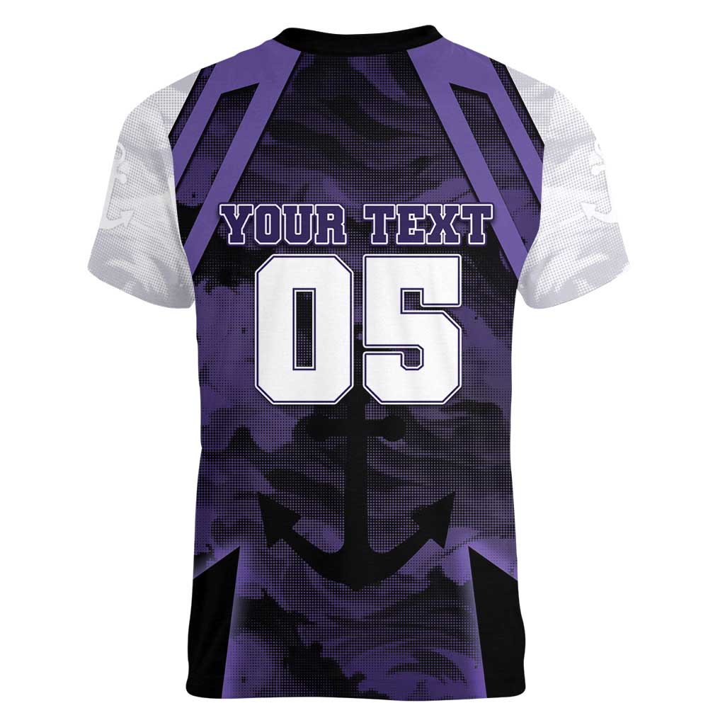 Custom Fremantle Football Women V-Neck T-Shirt Dockers Anchor Sporty Style