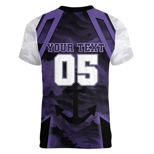 Custom Fremantle Football Women V-Neck T-Shirt Dockers Anchor Sporty Style