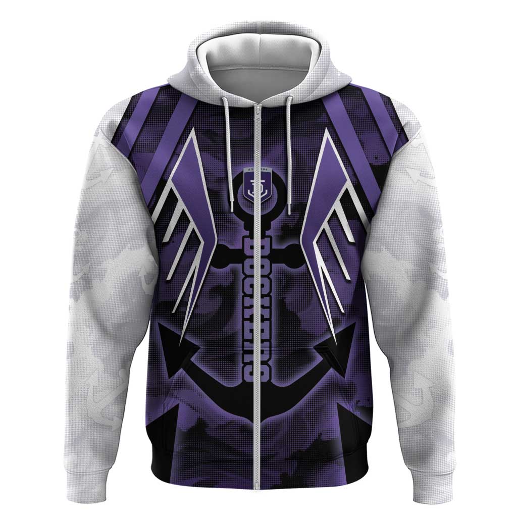 Custom Fremantle Football Zip Hoodie Dockers Anchor Sporty Style