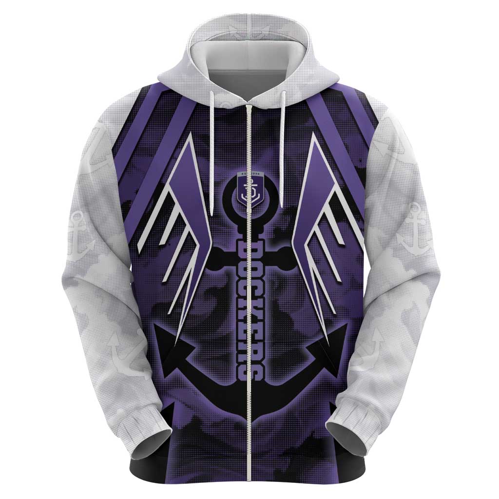 Custom Fremantle Football Zip Hoodie Dockers Anchor Sporty Style