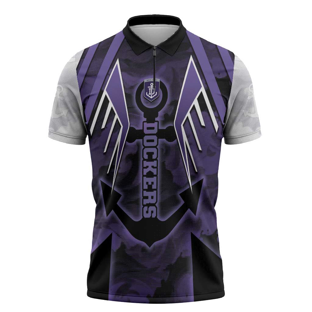 Custom Fremantle Football Zipper Polo Shirt Dockers Anchor Sporty Style