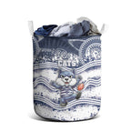 Geelong Navy Laundry Basket Playful Cat Kicking Ball