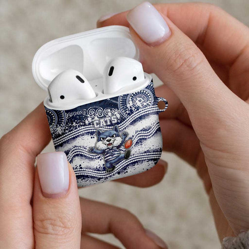 Geelong Navy AirPods Case Playful Cat Kicking Ball