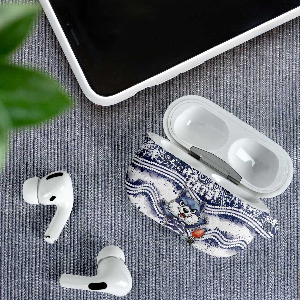 Geelong Navy AirPods Case Playful Cat Kicking Ball