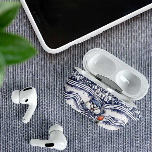 Geelong Navy AirPods Case Playful Cat Kicking Ball