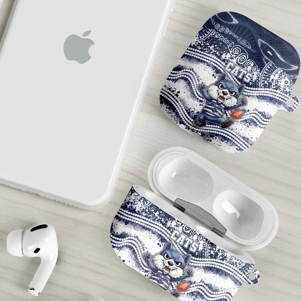 Geelong Navy AirPods Case Playful Cat Kicking Ball