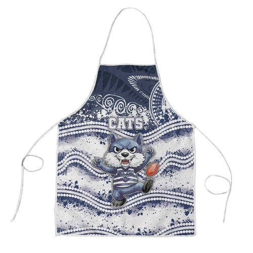 Geelong Navy Apron Playful Cat Kicking Ball