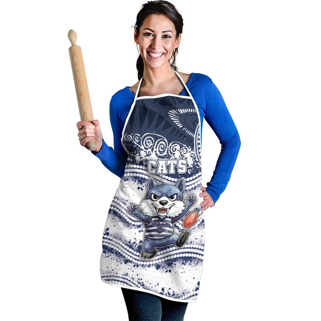 Geelong Navy Apron Playful Cat Kicking Ball