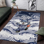 Geelong Navy Area Rug Playful Cat Kicking Ball