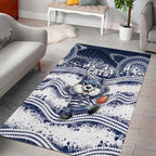 Geelong Navy Area Rug Playful Cat Kicking Ball