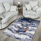 Geelong Navy Area Rug Playful Cat Kicking Ball