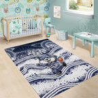 Geelong Navy Area Rug Playful Cat Kicking Ball