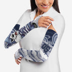 Custom Geelong Navy Arm Sleeves Playful Cat Kicking Ball