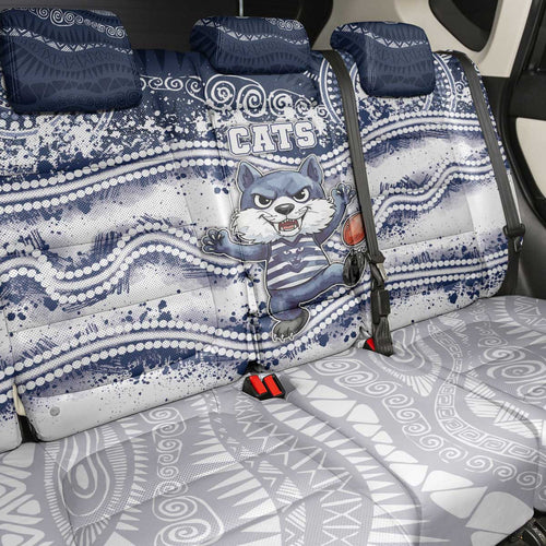 Geelong Navy Back Car Seat Cover Playful Cat Kicking Ball