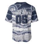 Custom Geelong Navy Baseball Jersey Playful Cat Kicking Ball