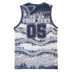 Custom Geelong Navy Basketball Jersey Playful Cat Kicking Ball