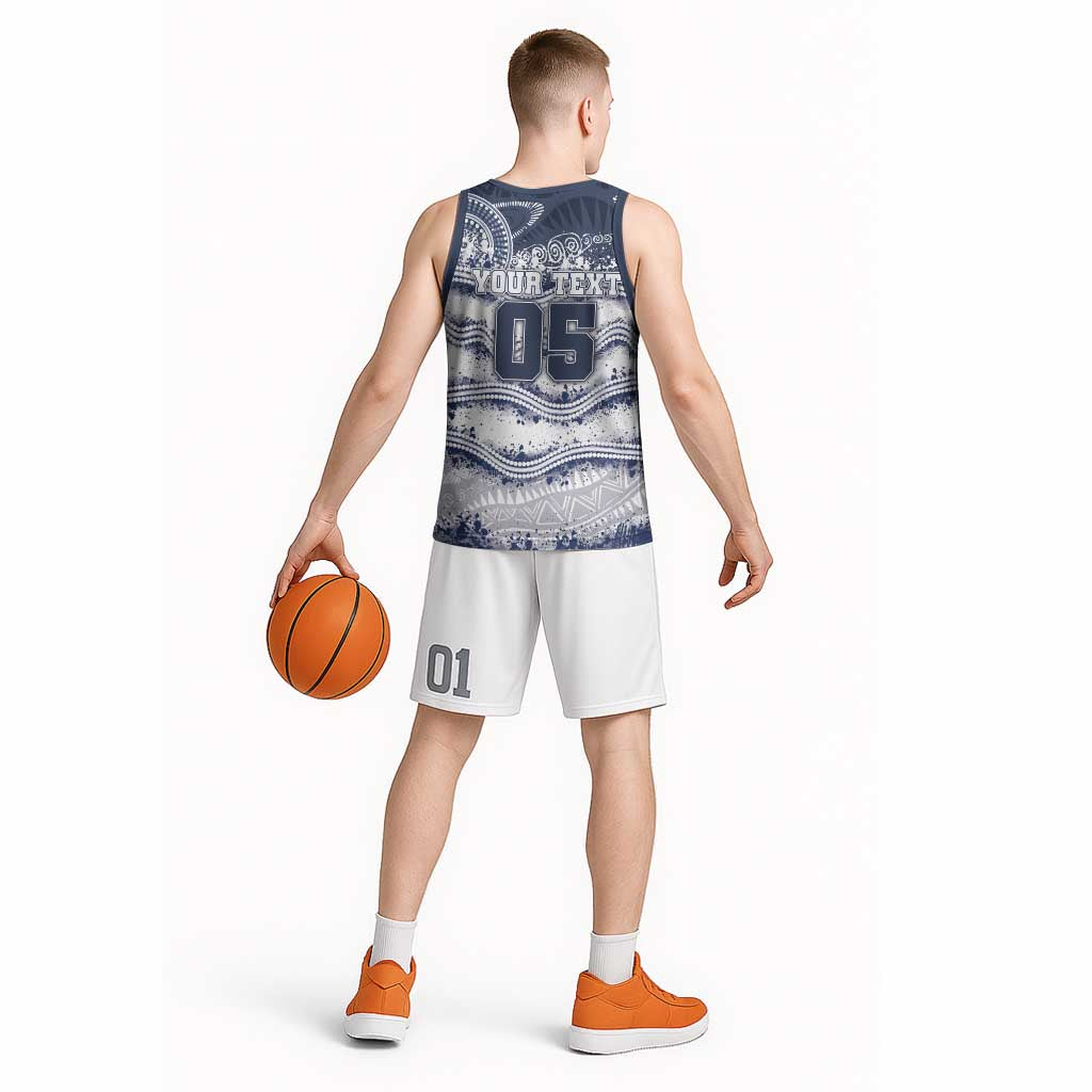 Custom Geelong Navy Basketball Jersey Playful Cat Kicking Ball