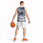 Custom Geelong Navy Basketball Jersey Playful Cat Kicking Ball