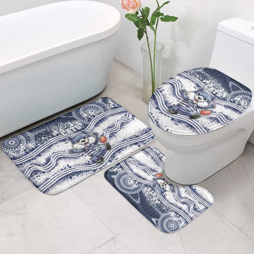Geelong Navy Bathroom Set Playful Cat Kicking Ball