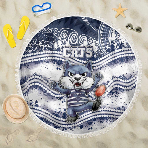 Geelong Navy Beach Blanket Playful Cat Kicking Ball