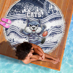 Geelong Navy Beach Blanket Playful Cat Kicking Ball