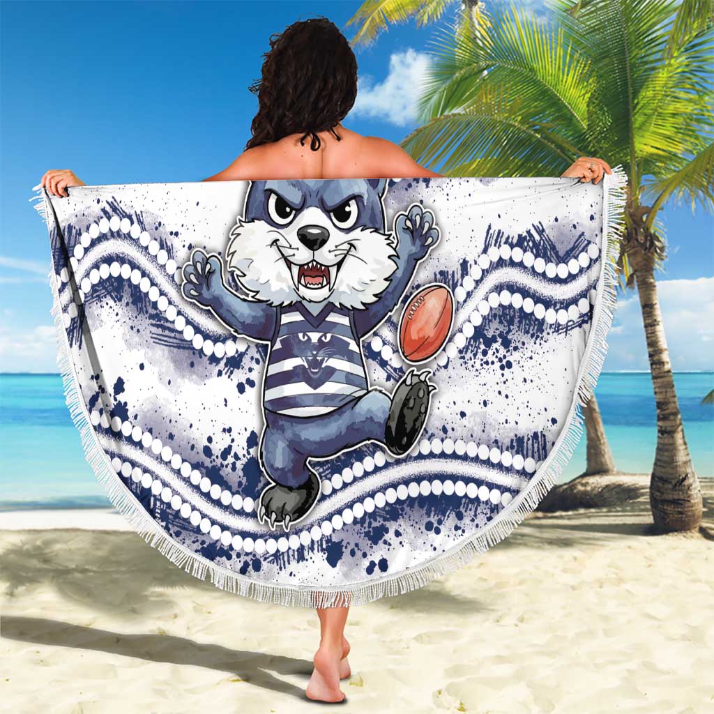 Geelong Navy Beach Blanket Playful Cat Kicking Ball