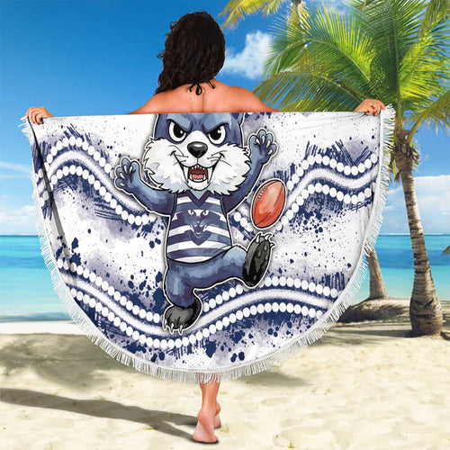 Geelong Navy Beach Blanket Playful Cat Kicking Ball