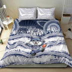 Geelong Navy Bedding Set Playful Cat Kicking Ball