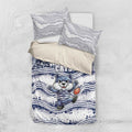 Geelong Navy Bedding Set Playful Cat Kicking Ball