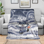 Geelong Navy Blanket Playful Cat Kicking Ball