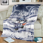 Geelong Navy Blanket Playful Cat Kicking Ball