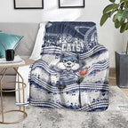 Geelong Navy Blanket Playful Cat Kicking Ball