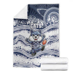 Geelong Navy Blanket Playful Cat Kicking Ball