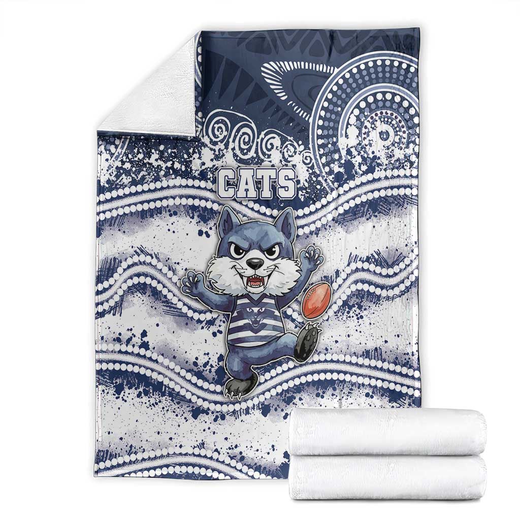 Geelong Navy Blanket Playful Cat Kicking Ball
