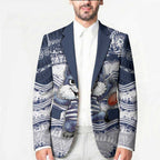 Custom Geelong Navy Blazer Playful Cat Kicking Ball