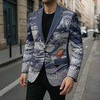 Custom Geelong Navy Blazer Playful Cat Kicking Ball