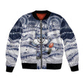 Custom Geelong Navy Bomber Jacket Playful Cat Kicking Ball