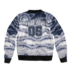 Custom Geelong Navy Bomber Jacket Playful Cat Kicking Ball
