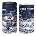 Custom Geelong Navy 4 in 1 Can Cooler Tumbler Playful Cat Kicking Ball