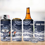 Custom Geelong Navy 4 in 1 Can Cooler Tumbler Playful Cat Kicking Ball