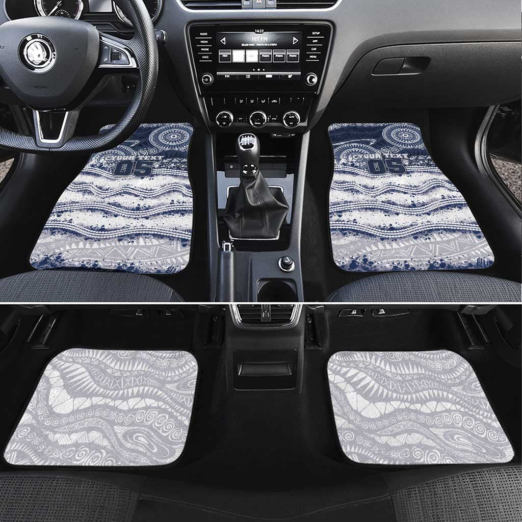 Custom Geelong Navy Car Mats Playful Cat Kicking Ball