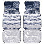 Custom Geelong Navy Car Mats Playful Cat Kicking Ball