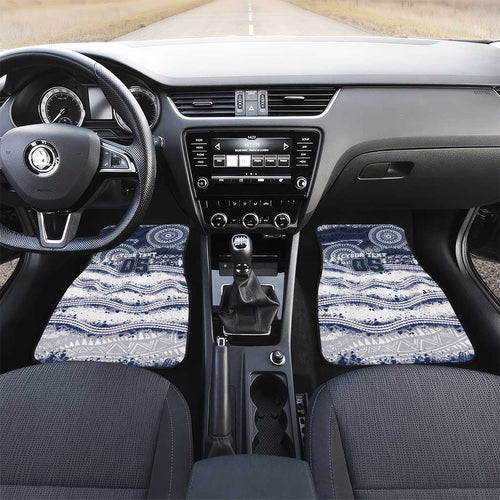 Custom Geelong Navy Car Mats Playful Cat Kicking Ball